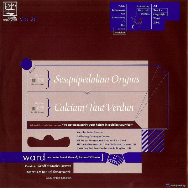 WARD : Sesquipedalian Origins / Calcium Taut Verdun (7", Single, Ltd, Blu)