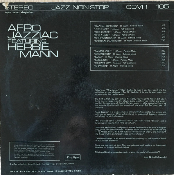 Herbie Mann : Afro Jazziac Featuring Herbie Mann (LP, Album, RE)