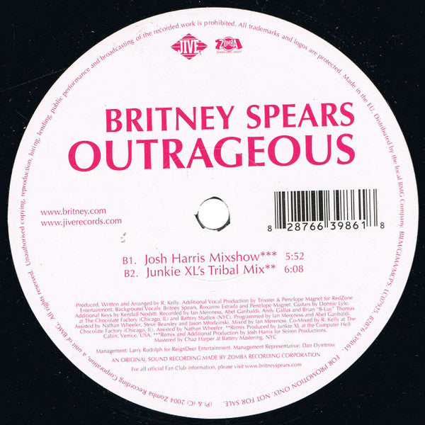 Britney Spears : Outrageous (Remixes) (12", Promo)