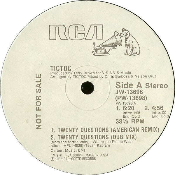 Tictoc : Twenty Questions (12", Single, Promo)