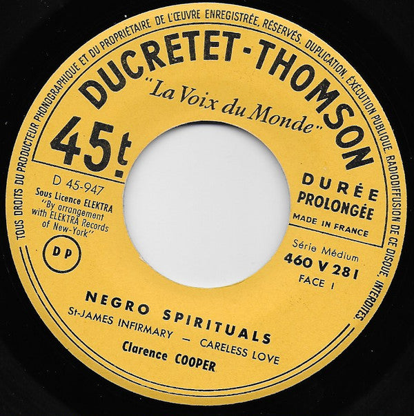 Clarence Cooper : Negro Spirituals par Clarence Cooper (7", EP)