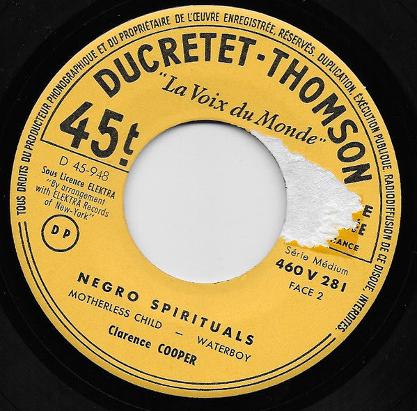 Clarence Cooper : Negro Spirituals par Clarence Cooper (7", EP)