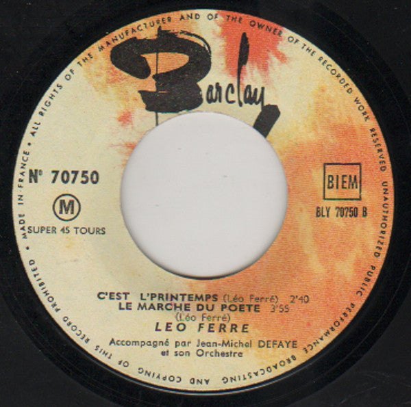 Léo Ferré : La Mélancolie (7", EP)