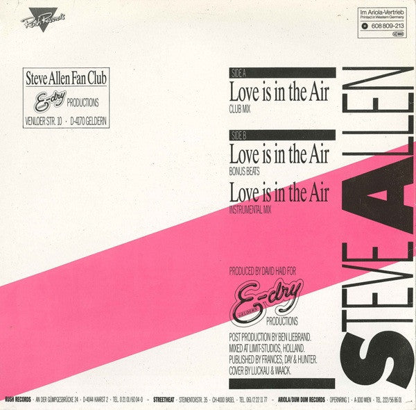 Steve Allen : Love Is In The Air (12")