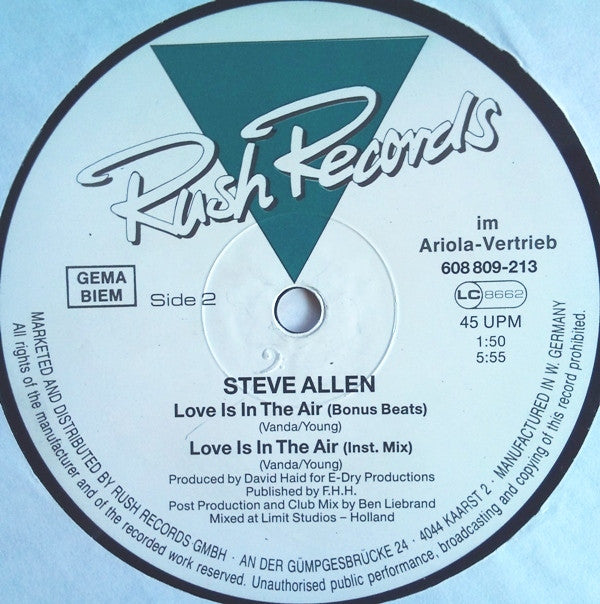 Steve Allen : Love Is In The Air (12")
