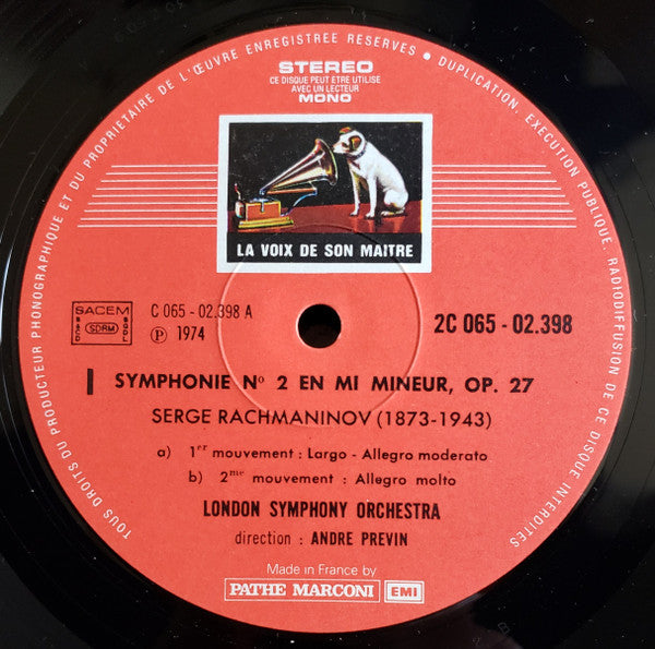 Sergei Vasilyevich Rachmaninoff, André Previn, London Symphony Orchestra : Sinfonie N°2  Version Integrale  (LP)