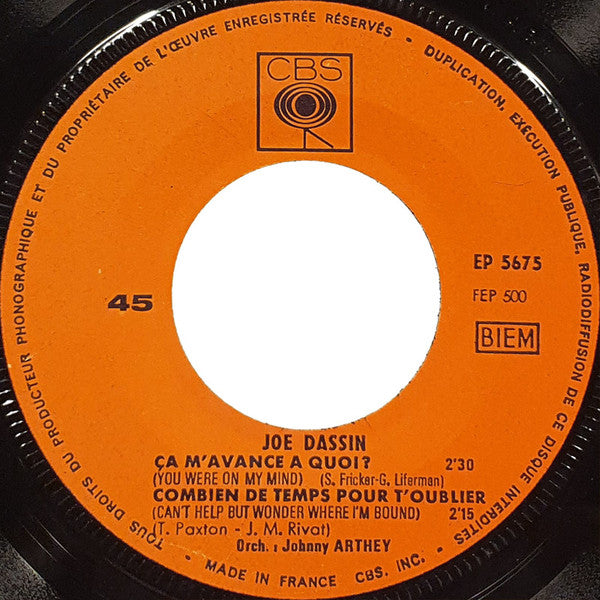 Joe Dassin : Ça M'avance A Quoi ? (You Were On My Mind) (7", EP)