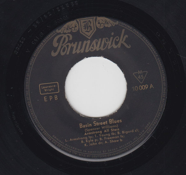 Louis Armstrong And His All-Stars / Lionel Hampton And His Orchestra : Basin Street Blues / Air Mail Special (7", EP, Mono, RE)