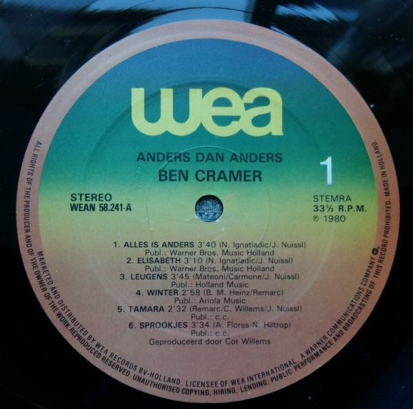 Ben Cramer : Anders Dan Anders (LP)