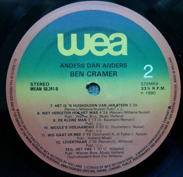 Ben Cramer : Anders Dan Anders (LP)