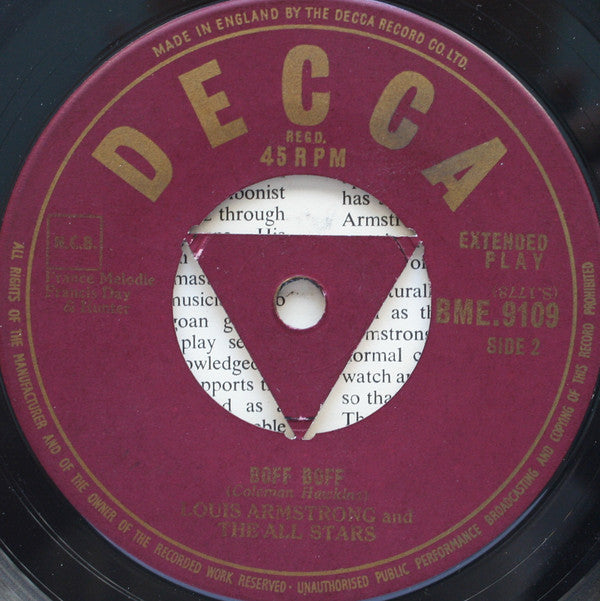 Louis Armstrong And His All-Stars : Satchmo At Symphony Hall Volume 1 (7", EP)