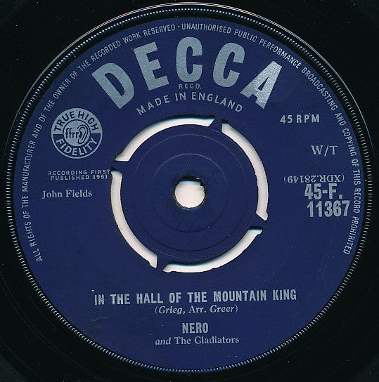 Nero And The Gladiators : The Trek To Rome / In The Hall Of The Mountain King (7", Single, lab)
