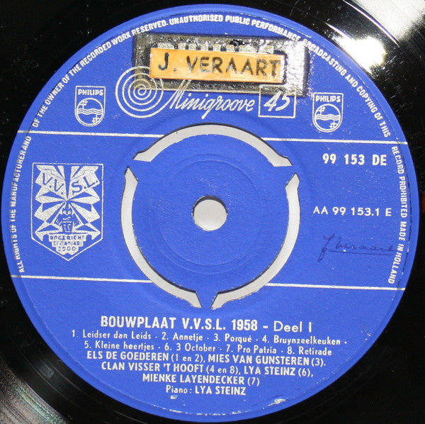 V.V.S.L.* : V.V.S.L. Liedjes (7", Min)