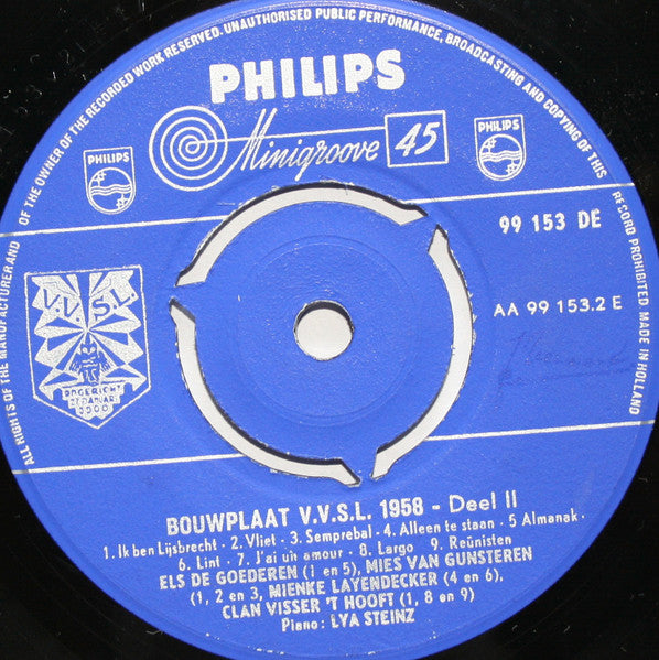 V.V.S.L.* : V.V.S.L. Liedjes (7", Min)