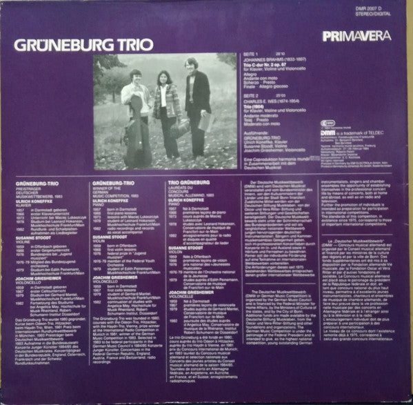 Charles Ives, Johannes Brahms, Grüneburg Trio : Trio Für Klavier, Violine Und Violoncello Nr. 2, C-dur Op. 87 (LP)