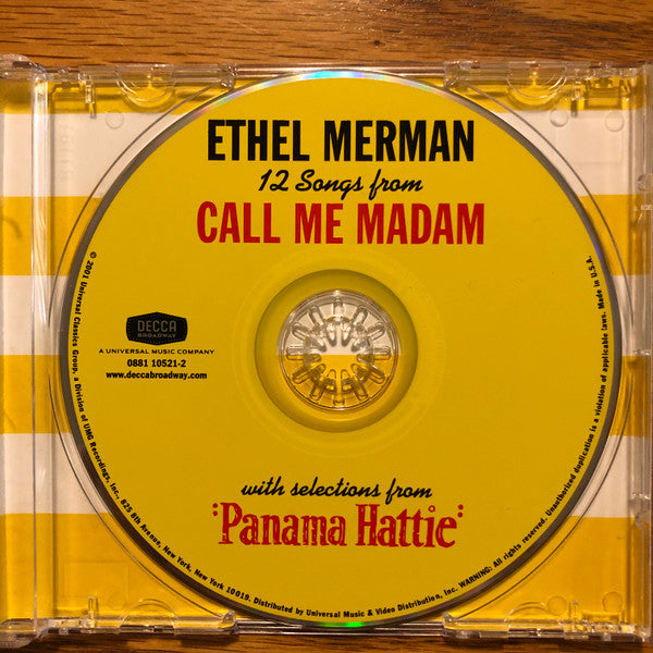 Ethel Merman, Irving Berlin : 12 Songs From Call Me Madam (With Selections From Panama Hattie) (CD, Album, RP)