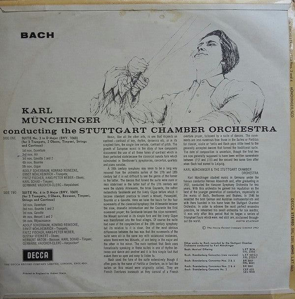 Johann Sebastian Bach, Karl Münchinger, Stuttgarter Kammerorchester : Orchestral Suites 3 & 4 (LP, Mono)