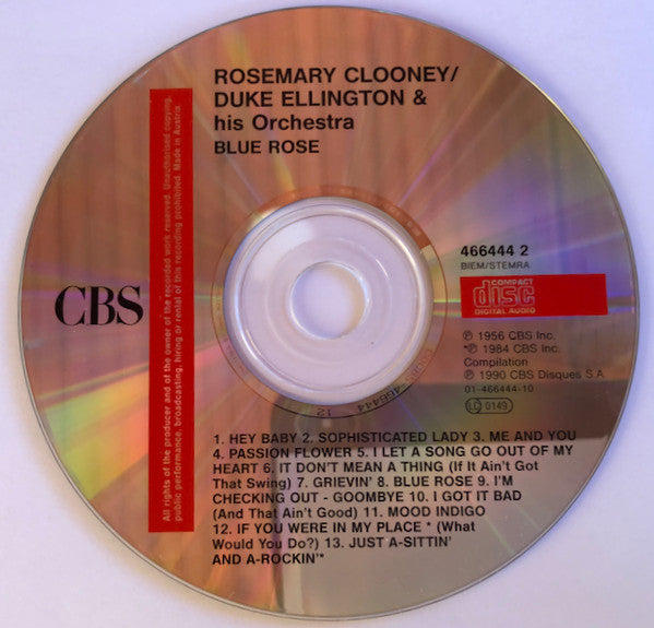 Rosemary Clooney And Duke Ellington And His Orchestra : Blue Rose (CD, Album, Comp, Mono)