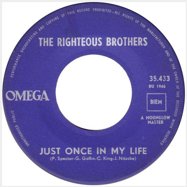 The Righteous Brothers : Just Once In My Life (7", Single)