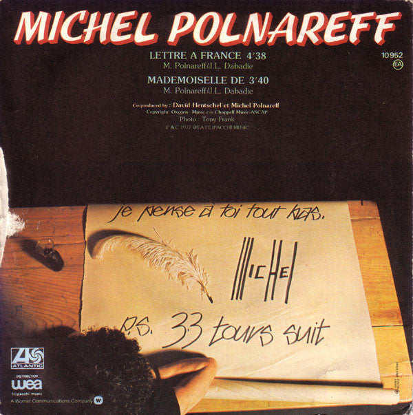 Michel Polnareff : Lettre A France (7", Single)