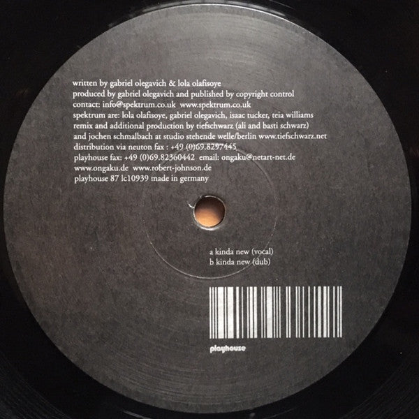 Spektrum : Kinda New (Tiefschwarz Mixes) (12", Die)