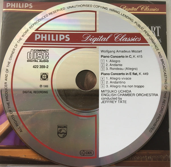 Wolfgang Amadeus Mozart, Mitsuko Uchida, English Chamber Orchestra, Jeffrey Tate : Piano Concertos No.13 KV415 / No.14 KV449 (CD, Album)
