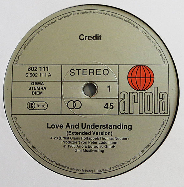 Credit (4) : Love And Understanding (12", Maxi)