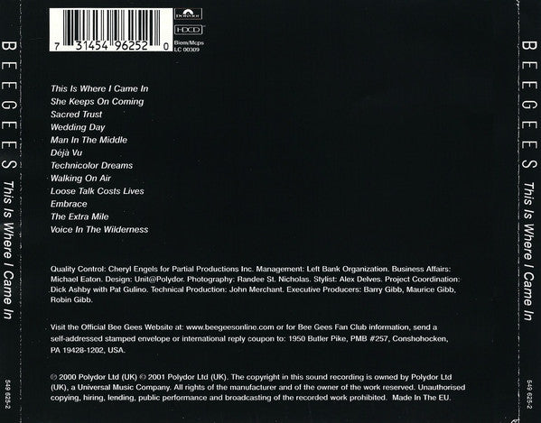Bee Gees : This Is Where I Came In (HDCD, Album)