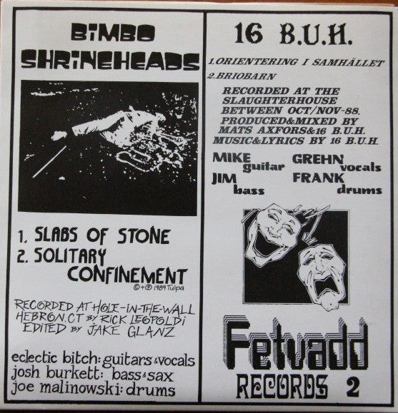 Bimbo Shrineheads / 16 Blåsare Utan Hjärna : Bimbo Shrineheads / 16 Blåsare Utan Hjärna (7")