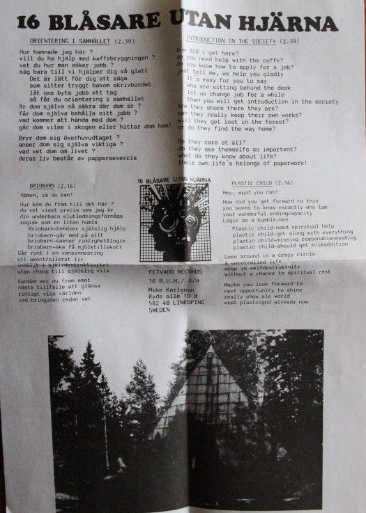 Bimbo Shrineheads / 16 Blåsare Utan Hjärna : Bimbo Shrineheads / 16 Blåsare Utan Hjärna (7")