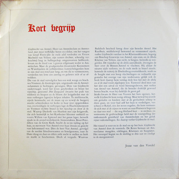 Joost Van Den Vondel : Gijsbreght van Aemstel (2xLP, Album, Mono, Gat)