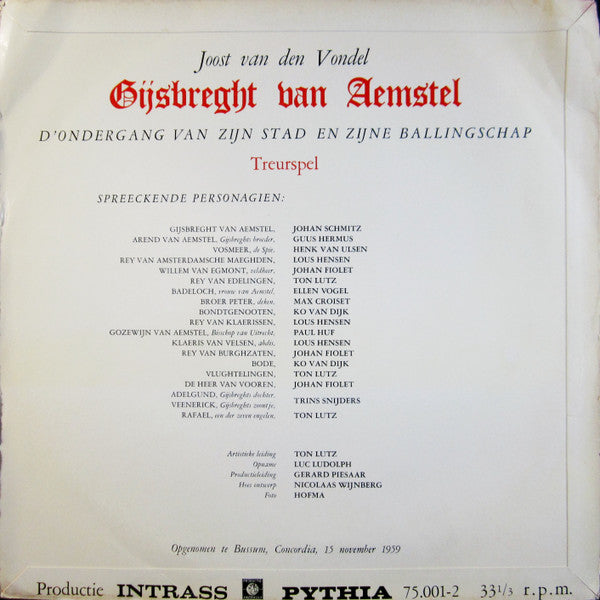 Joost Van Den Vondel : Gijsbreght van Aemstel (2xLP, Album, Mono, Gat)