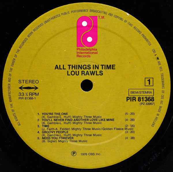 Lou Rawls : All Things In Time (LP, Album)