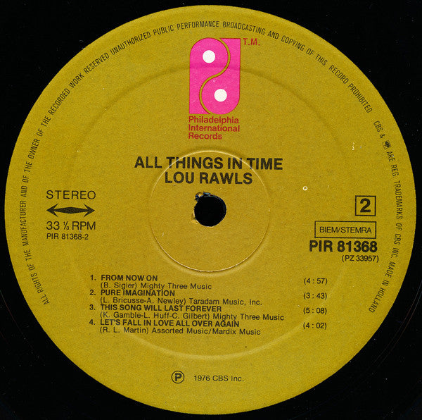 Lou Rawls : All Things In Time (LP, Album)