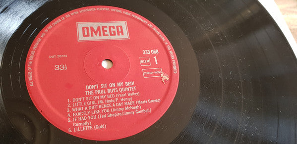 The Paul Ruys Quintet : Don't Sit On My Bed (LP, Album)