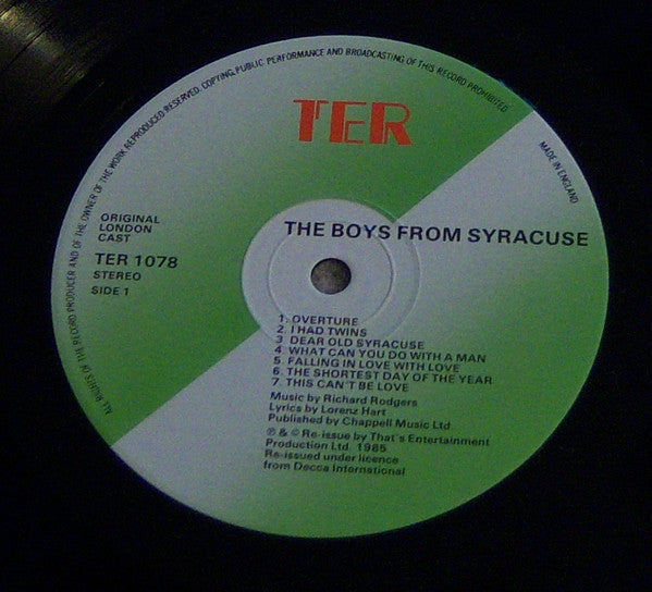 The Boys From Syracuse (Original London Cast Recording) Company : The Boys From Syracuse (LP, Album, RE)