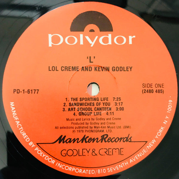Lol Creme And Kevin Godley* : L (LP, Album)