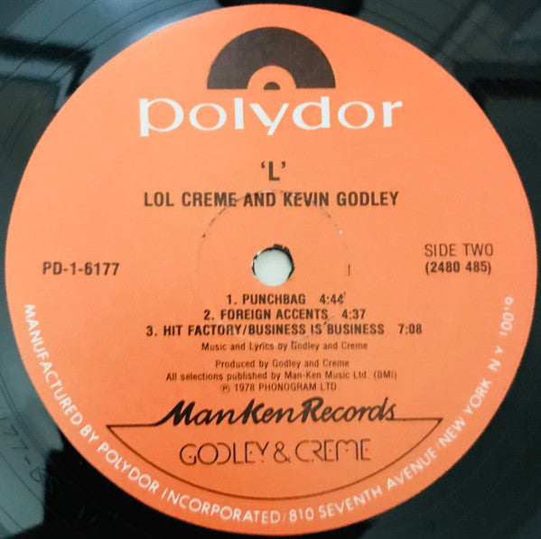 Lol Creme And Kevin Godley* : L (LP, Album)
