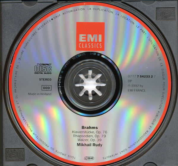 Johannes Brahms, Mikhaïl Rudy : Klavierstucke Op. 76; Rhapsodien Op. 79; Walzer Op. 39 (CD, Album)