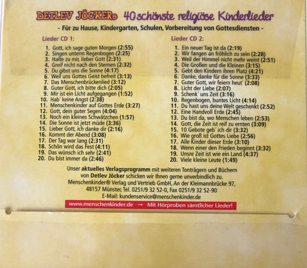 Detlev Jöcker : Detlev Jöckers 40 Schönste Religiöse Kinderlieder (2xCD)