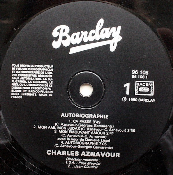 Charles Aznavour : Autobiographie (LP, Album, Gat)