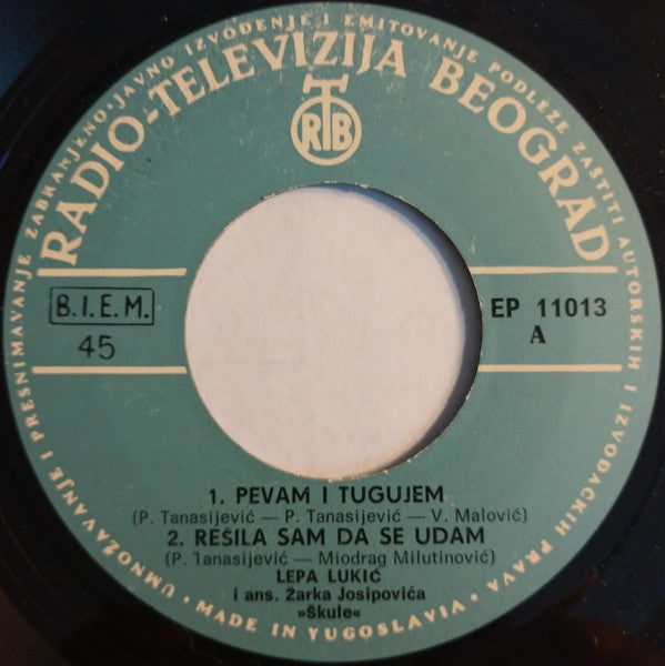Lepa Lukić : Pevam I Tugujem (7", EP, RP, Zla)
