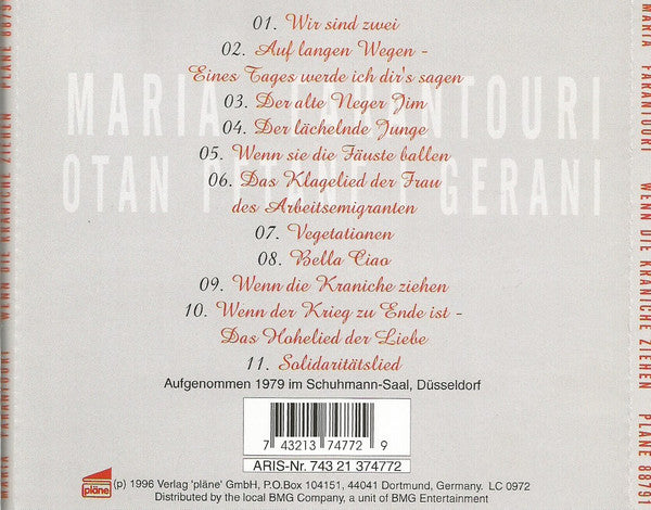 Maria Farandouri : Wenn Die Kraniche Ziehen  (CD, RE)