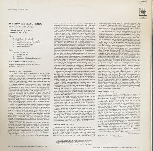 Ludwig van Beethoven, The Istomin/Stern/Rose Trio : The Complete Piano Trios Part 3 (LP)