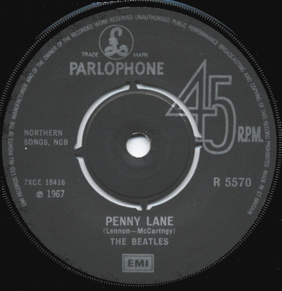 The Beatles : Strawberry Fields Forever c/w Penny Lane (7", Single, Mono, RE)