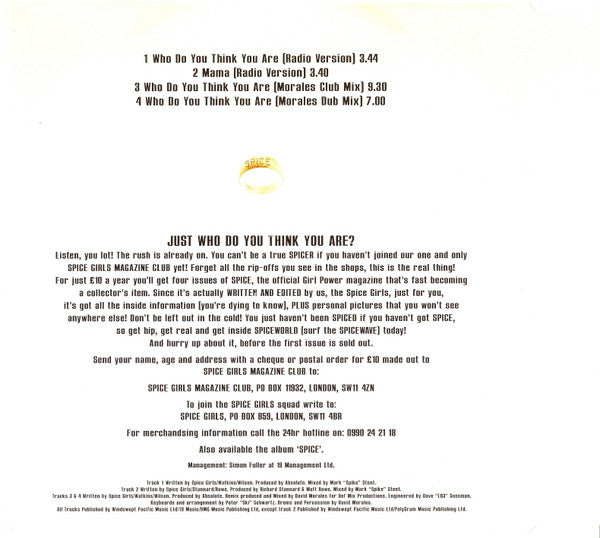 Spice Girls : Who Do You Think You Are / Mama (CD, Maxi)