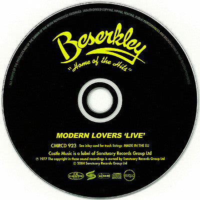 Jonathan Richman & The Modern Lovers : Live (CD, Album, RE, RM)