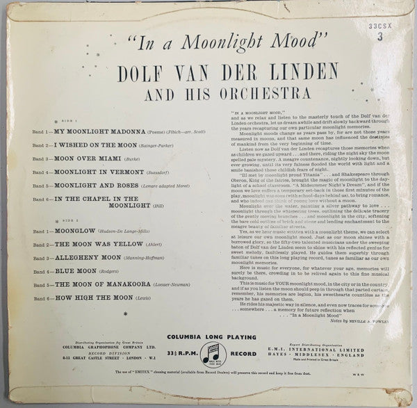 Orkest o.l.v. Dolf van der Linden : In A Moonlight Mood (LP, Mono, Mic)