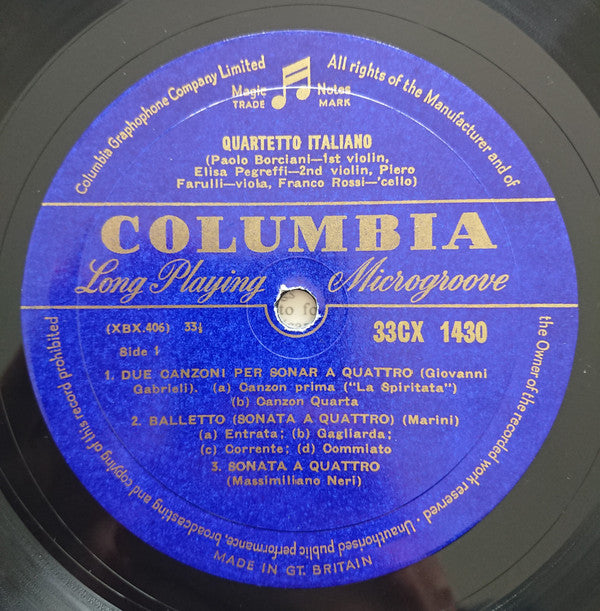 Quartetto Italiano : The Italian String Quartet In The 17th Century (LP, Mono)