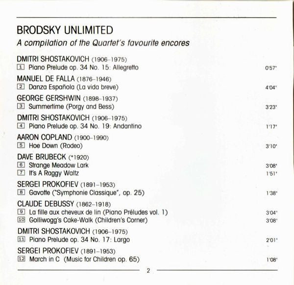 Brodsky Quartet : Brodsky Unlimited (CD, Album)